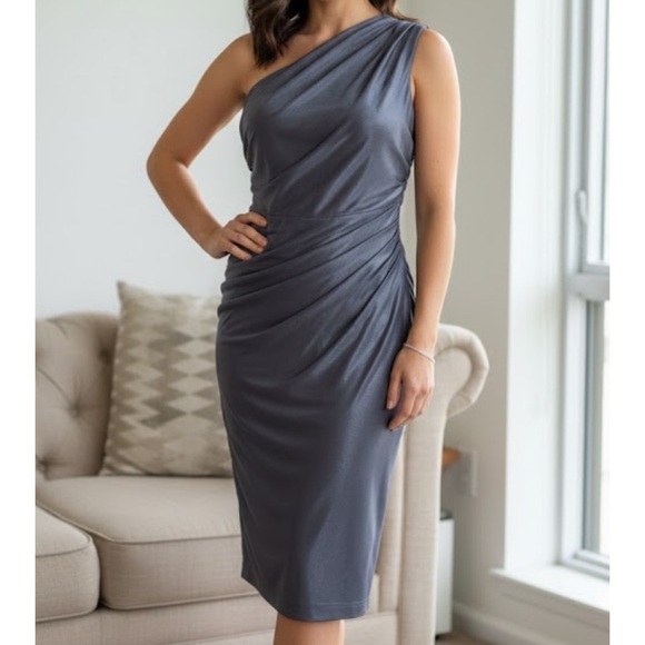 Hailey Logan Dresses & Skirts - Hailey Logan by Adrianna Papell Elegant One-Shoulder Gray Dress